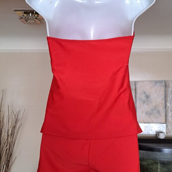 Women's (M) Red 2-Piece Boutique Swimsuit Tankini with Boy Shorts - Picture 6 of 6